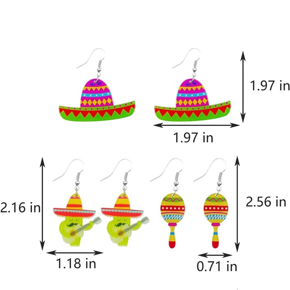 Acrylic Cinco De Mayo Earrings - cactus 🌵 - Picture 3 of 3